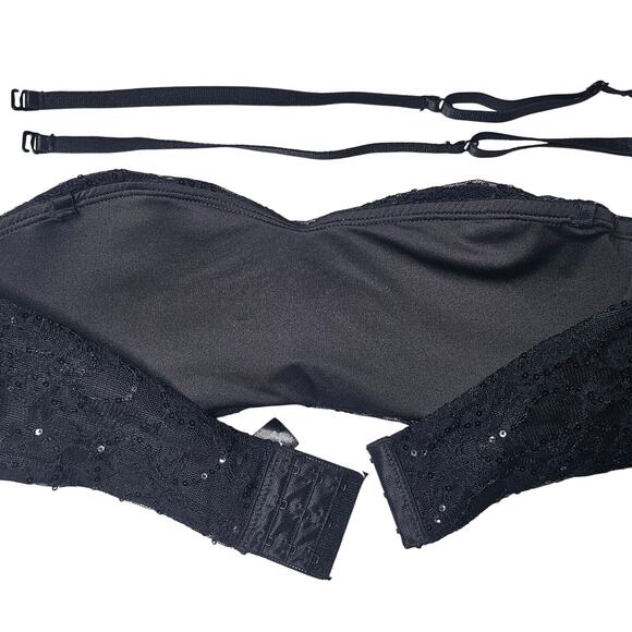 René Rofé NWT Black Sequin Convertible Stretch Bra with Removable Pads Size S - Picture 6 of 9